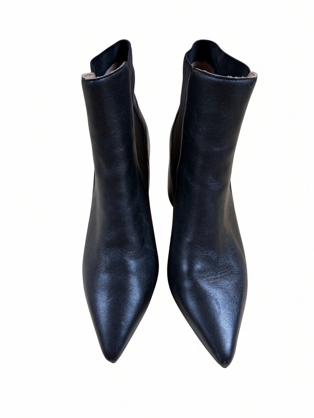 Linea Paolo Black Genuine Leather Pointed Chelsea Booties 8M